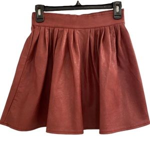 NWOT Shinestar faux leather maroon mini skirt-S